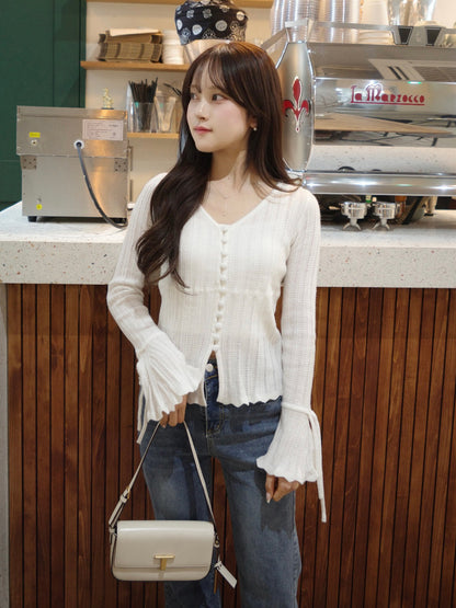 フレアスリーブニットカーディガン