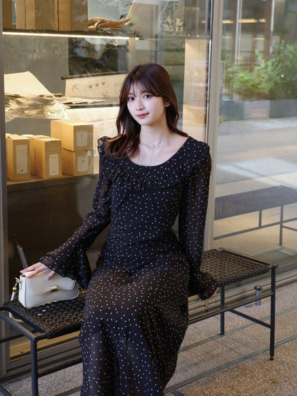 ミニスクエアドットロングワンピース