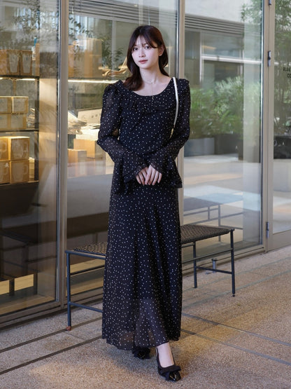 ミニスクエアドットロングワンピース