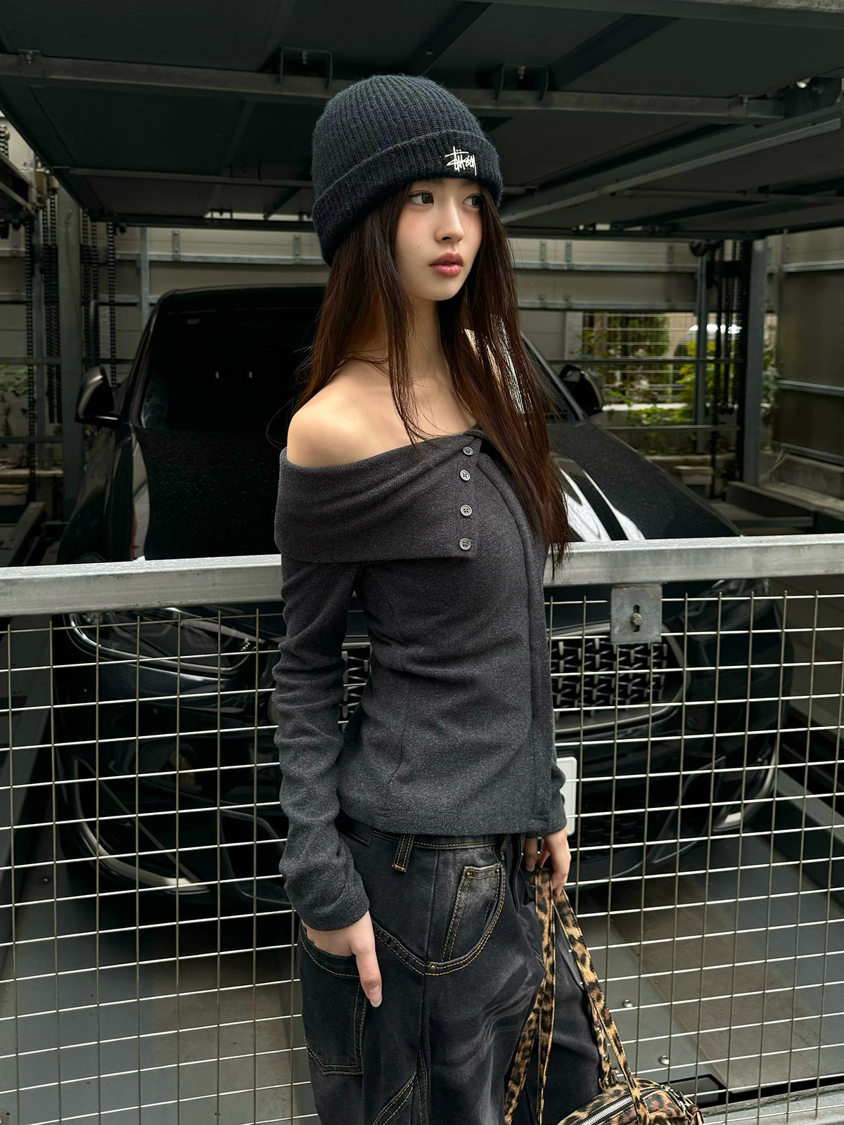 ソフトフリースオフショルカットソー