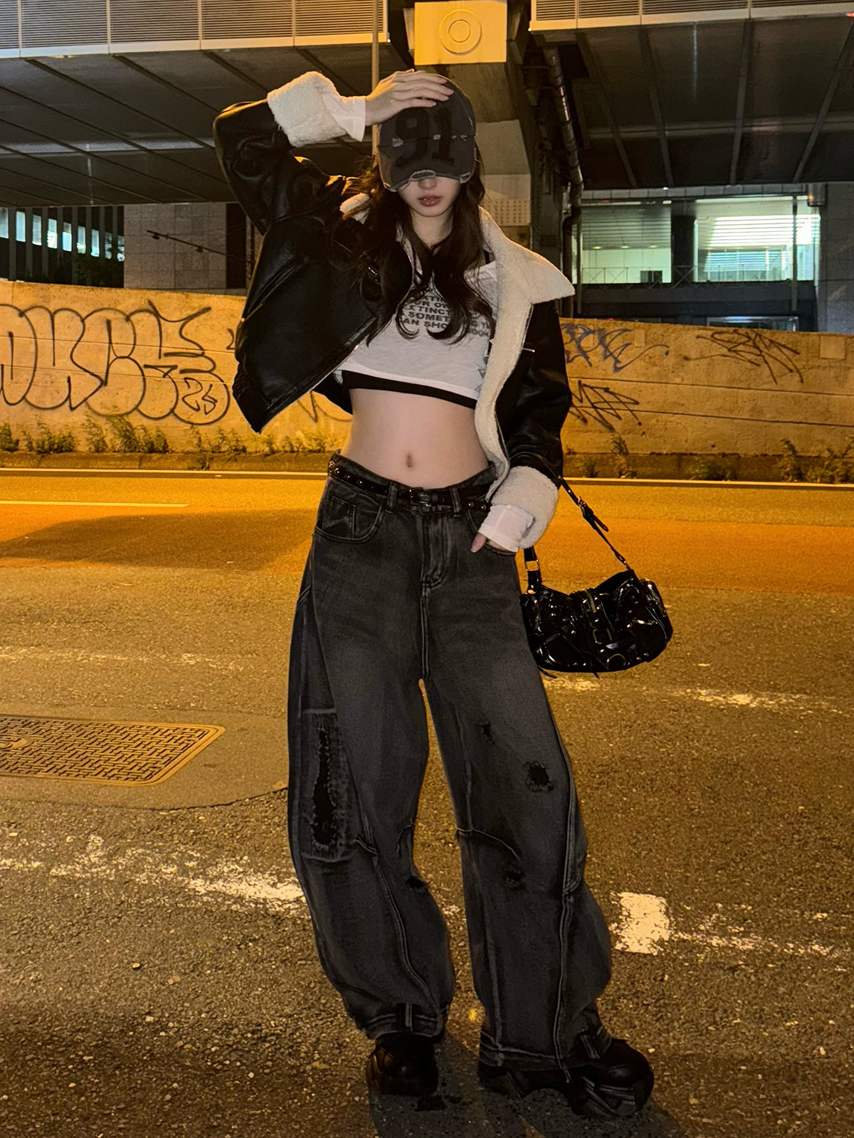 レザータッチボアジャケット