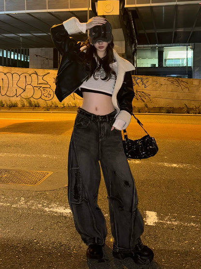 レザータッチボアジャケット