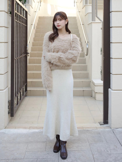 ラメスパンコールマーメイドニットスカート