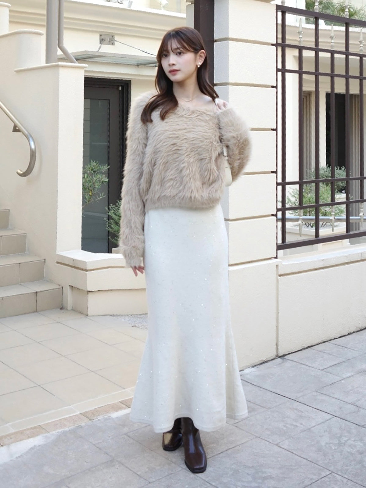 ラメスパンコールマーメイドニットスカート