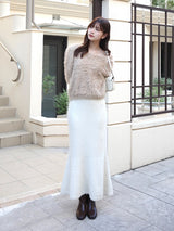 ラメスパンコールマーメイドニットスカート - アイボリー