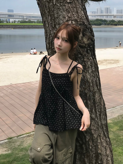 タックフレアフラワーキャミソール