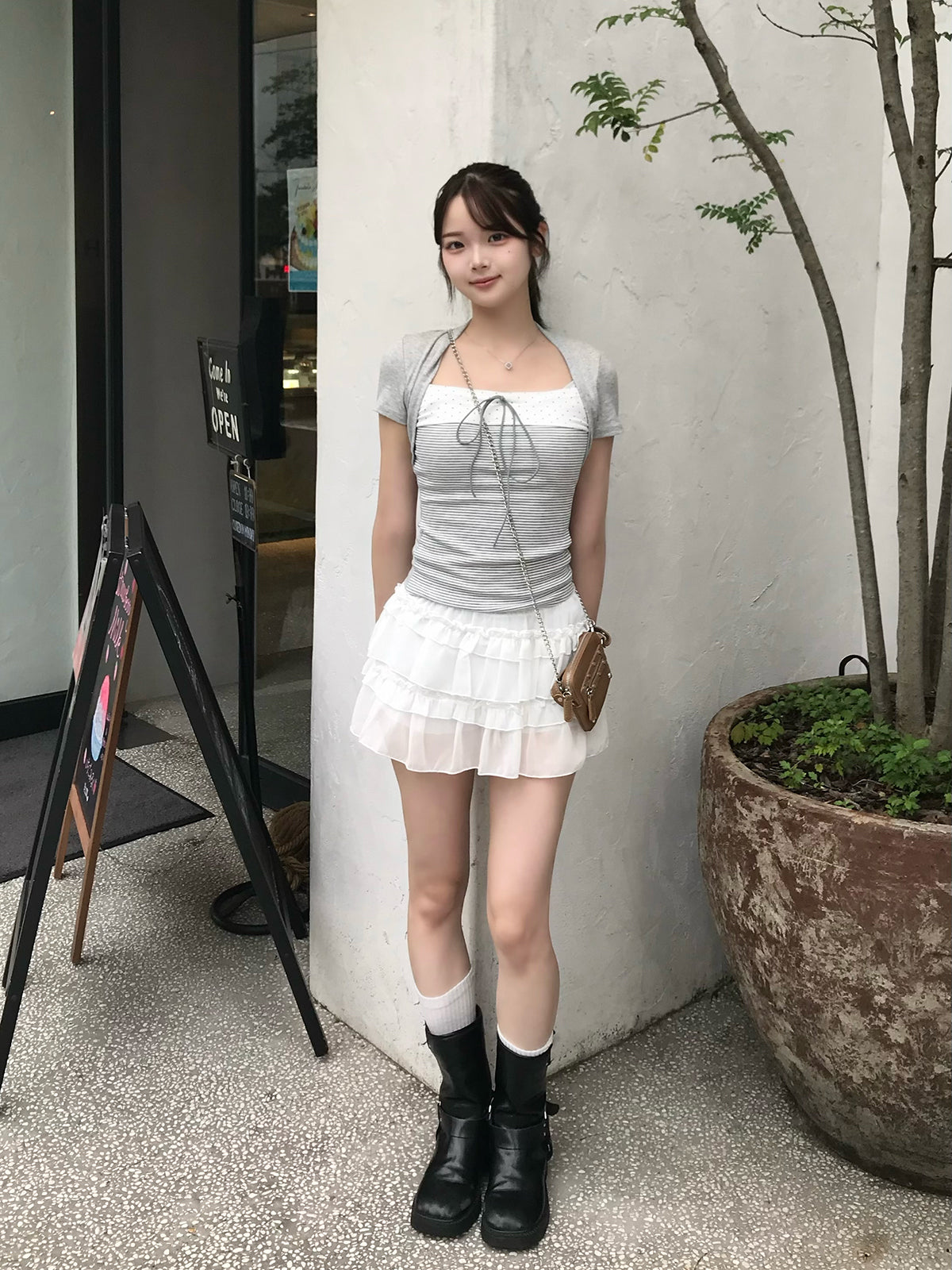 ボーダードットドッキングTシャツ