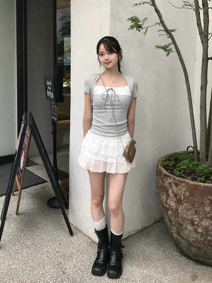 ボーダードットドッキングTシャツ