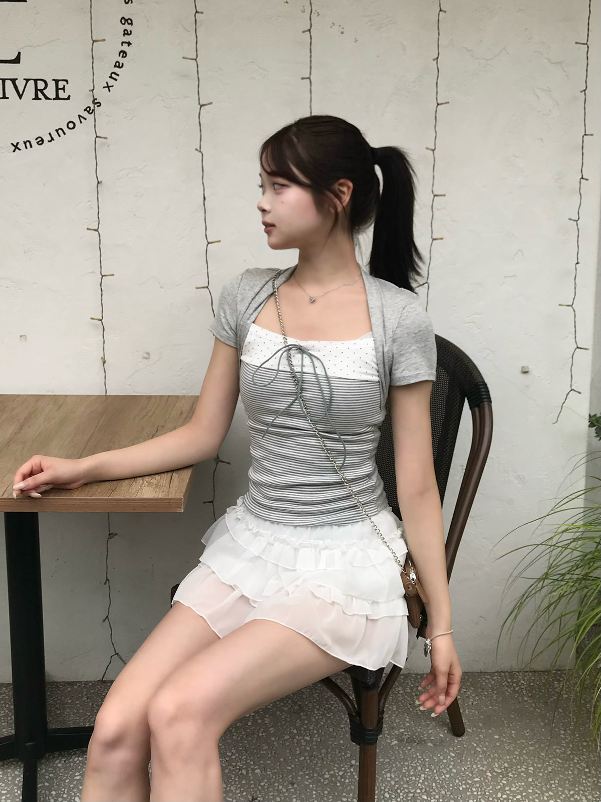 ボーダードットドッキングTシャツ