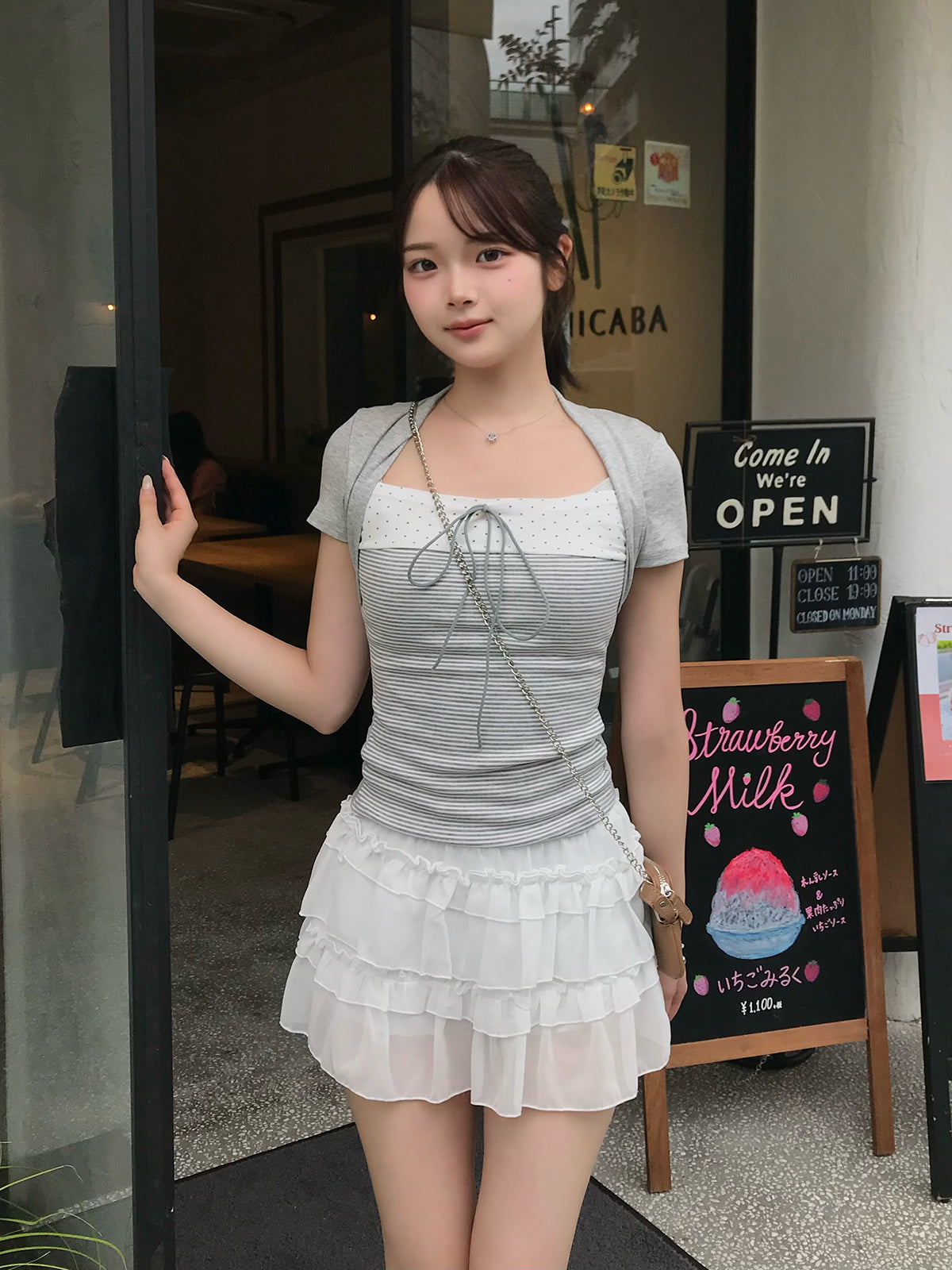 ボーダードットドッキングTシャツ