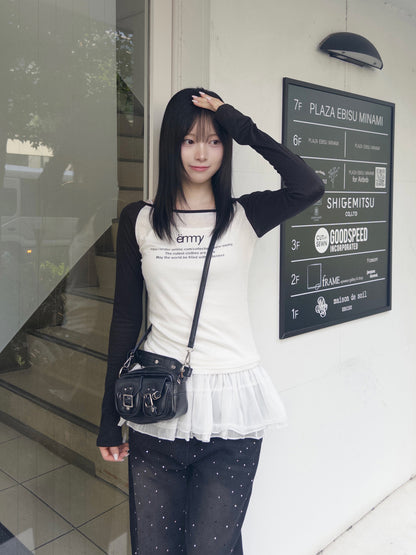 ラグランスリーブロゴシアーカットソー