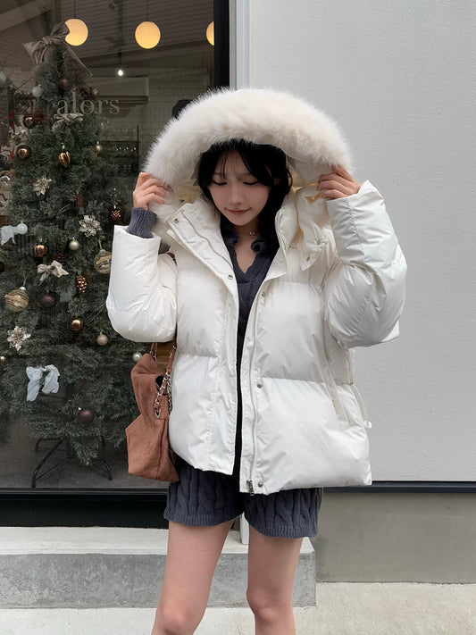 Fur Touch Hooded Padded Blouson