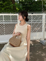 Sleeveless docking dress - ivory