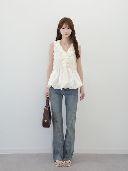 レースバルーンペプラムブラウス