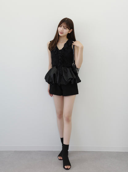 レースバルーンペプラムブラウス