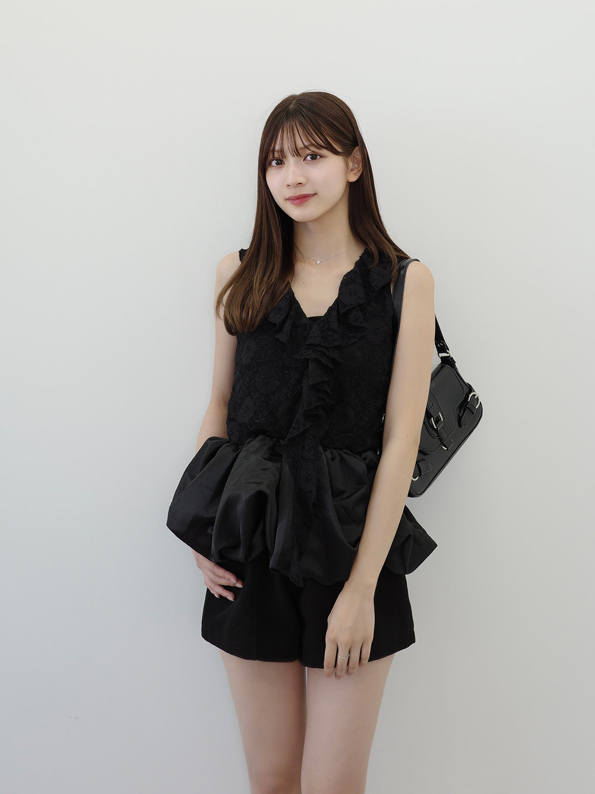 レースバルーンペプラムブラウス