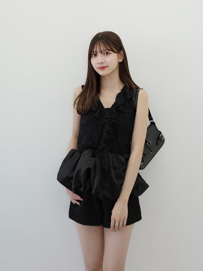 レースバルーンペプラムブラウス