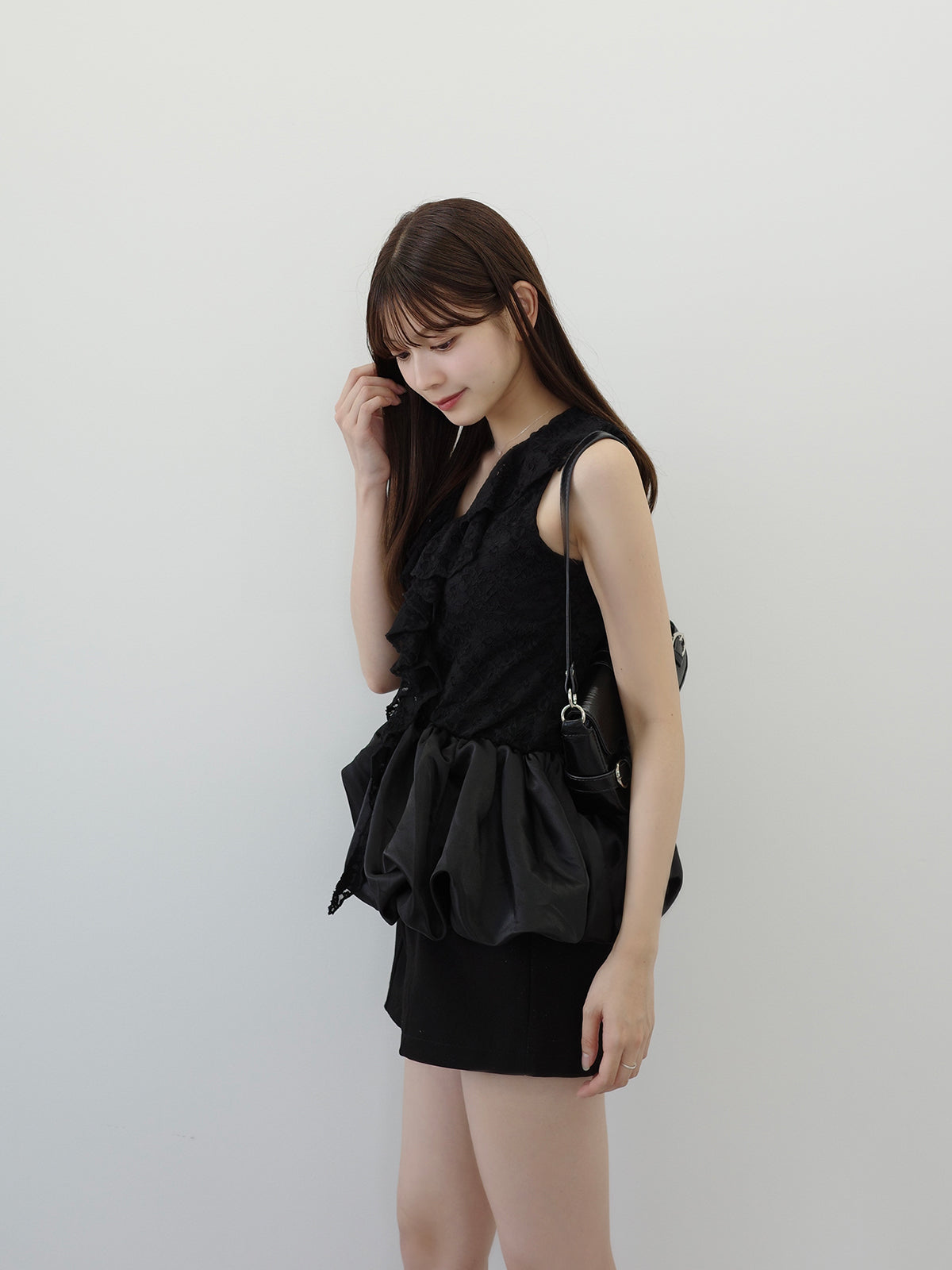 レースバルーンペプラムブラウス