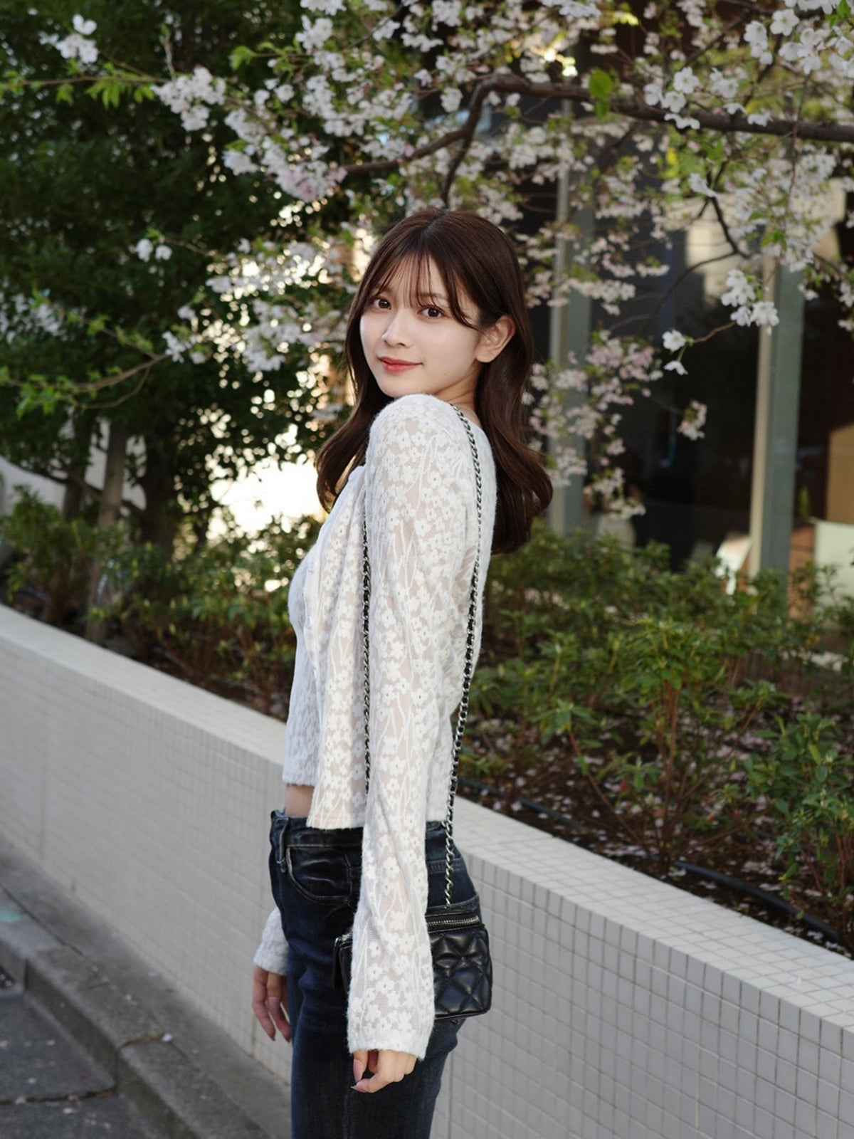 ストレッチレースカーディガンキャミセット