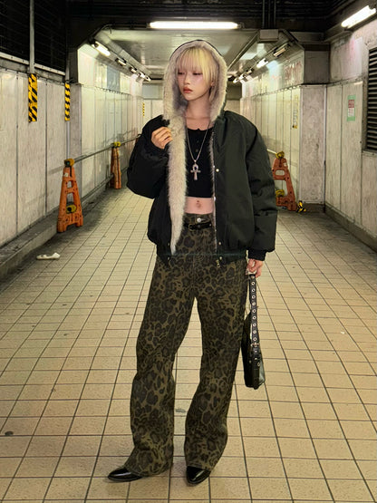 ボリュームファータッチフーディーブルゾン