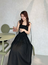 Lace Ribbon Camisole Dress - black