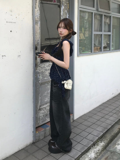 フリルギャザードットアシメブラウス