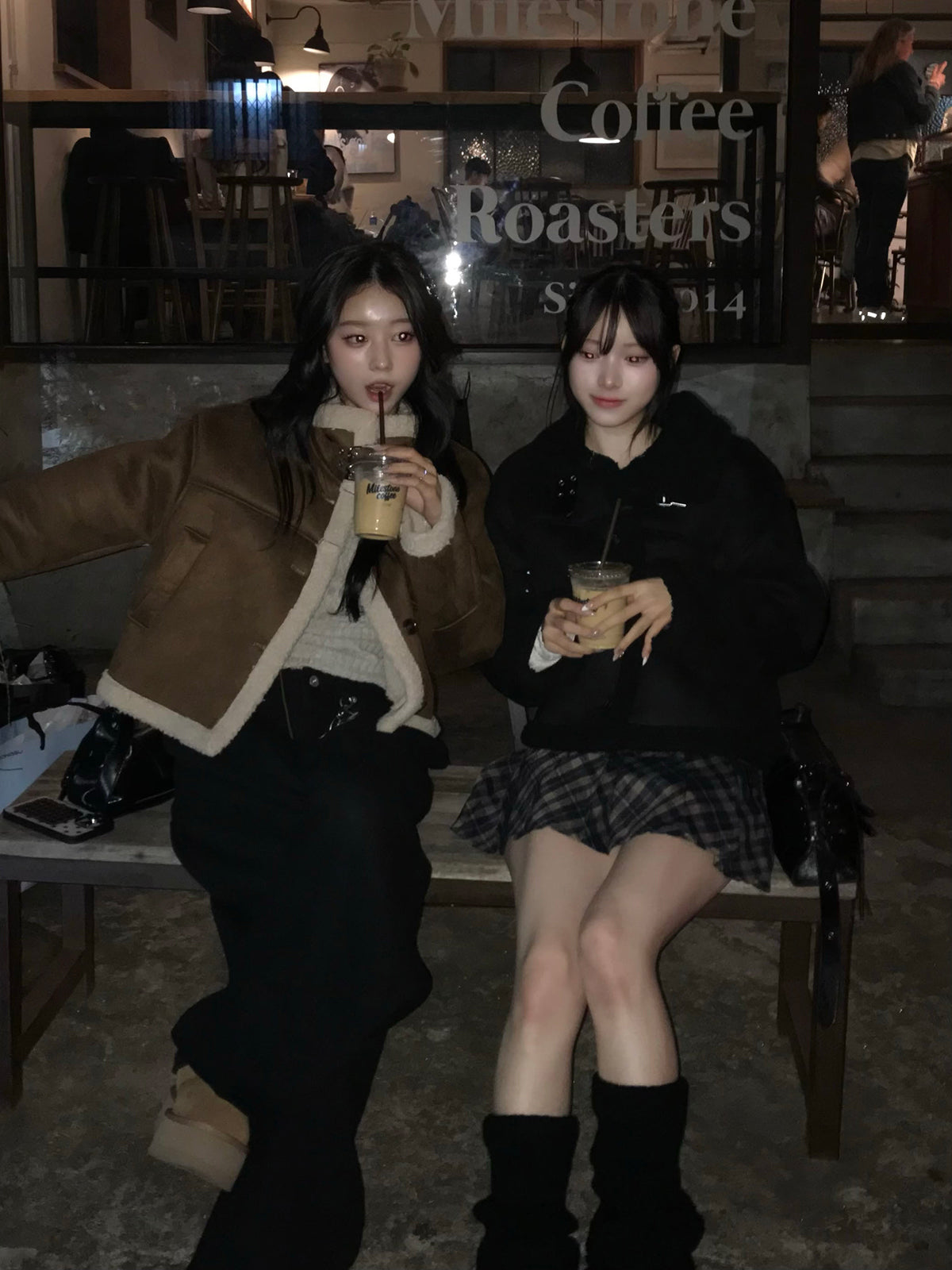 ムートンタッチバックルコート