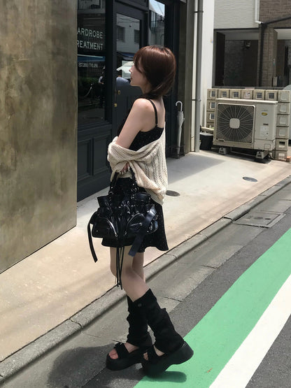ドットデニムカラーミニキャミワンピース