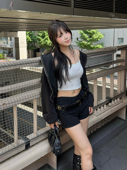 ダブルジップデニムブルゾン