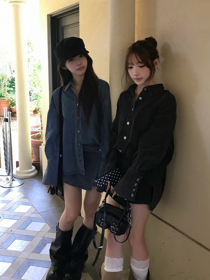 デニムラップショートパンツセットアップ