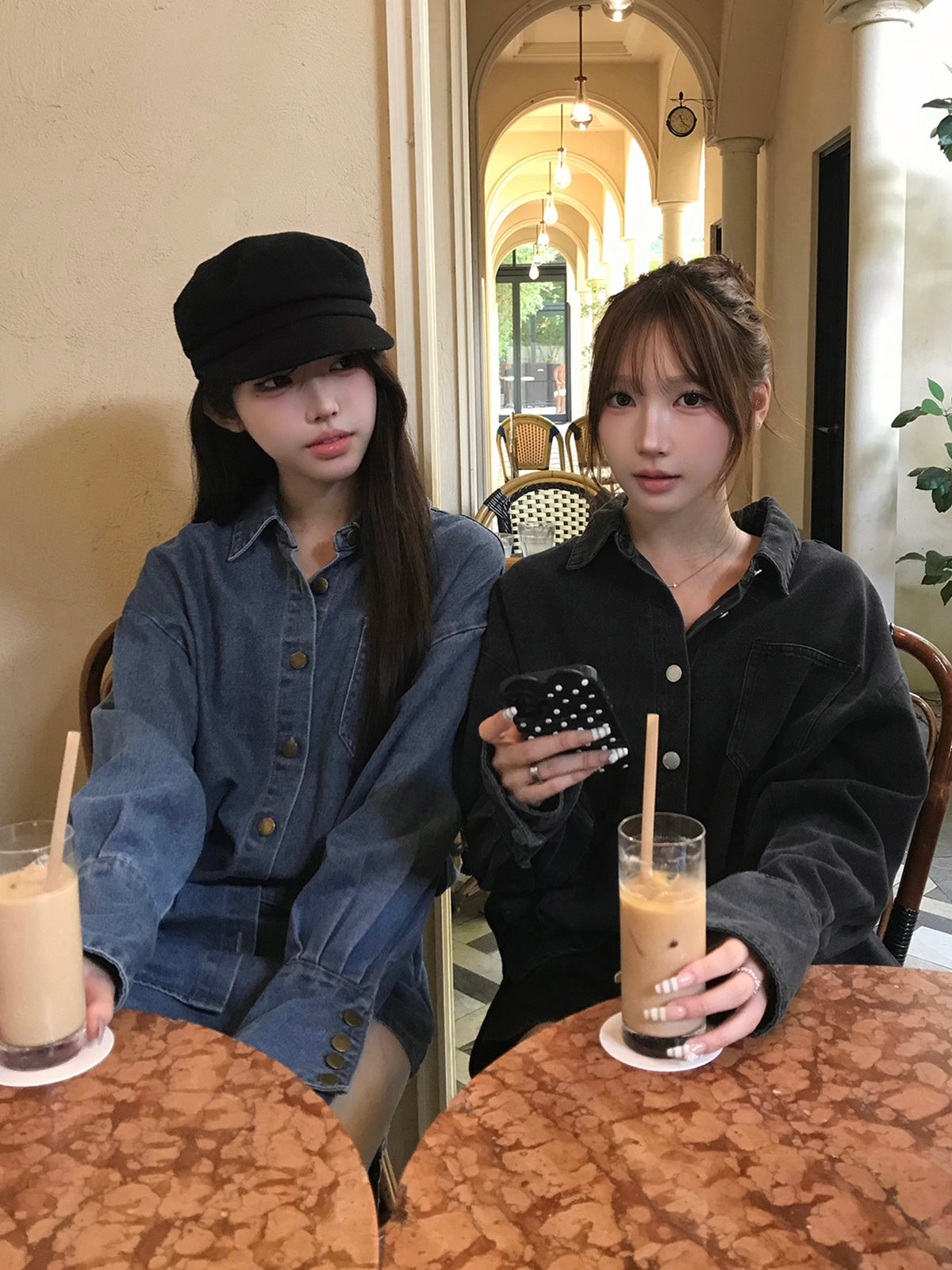 デニムラップショートパンツセットアップ