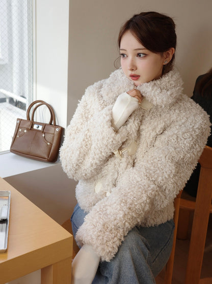 Poodle fur touch duffle coat