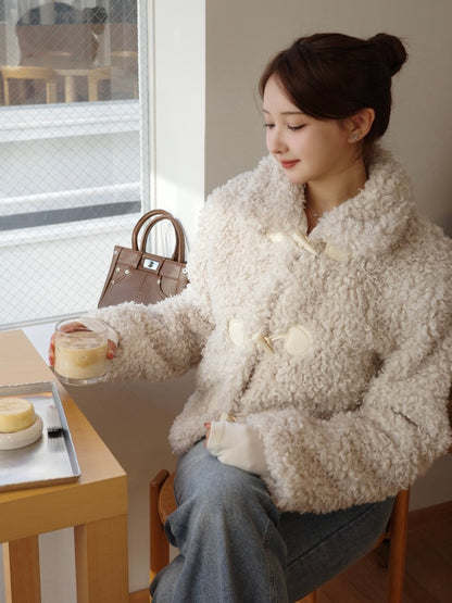 Poodle fur touch duffle coat