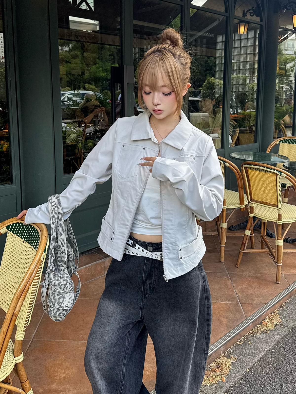 スリムシルエットジップジャケット