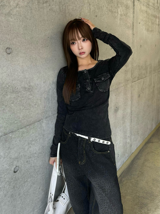 ウォッシュヘンリーネックカットソー