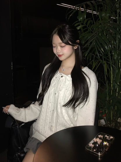 ネップヤーンリボンニットカーディガン