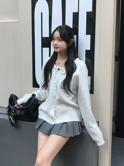 ネップヤーンリボンニットカーディガン