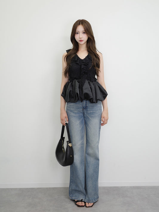 レースバルーンペプラムブラウス