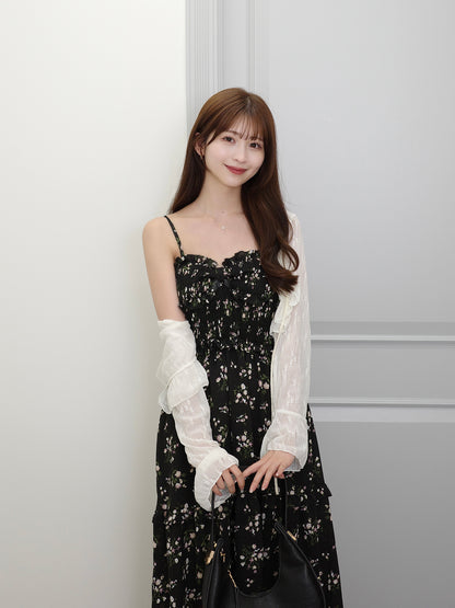 スリットフラワーキャミワンピース