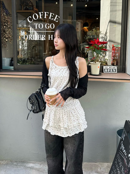 ショルダーリボンティアードキャミワンピース