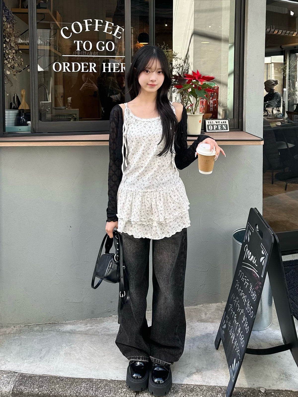 ショルダーリボンティアードキャミワンピース