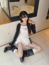 ラグランスリーブロゴシアーカットソー - 白色