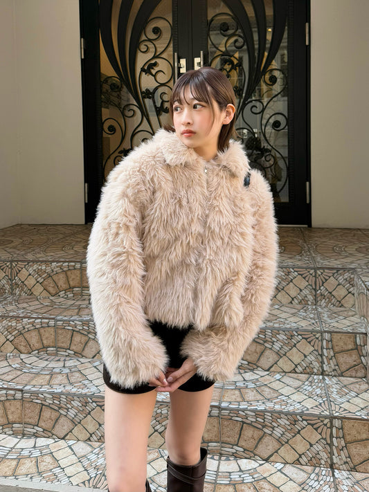 Fur-like zip coat