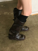 ベルトルーズカバーロングブーツ - ブラウン