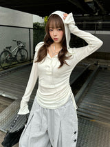 ドロストフーディーカットソー - ホワイト