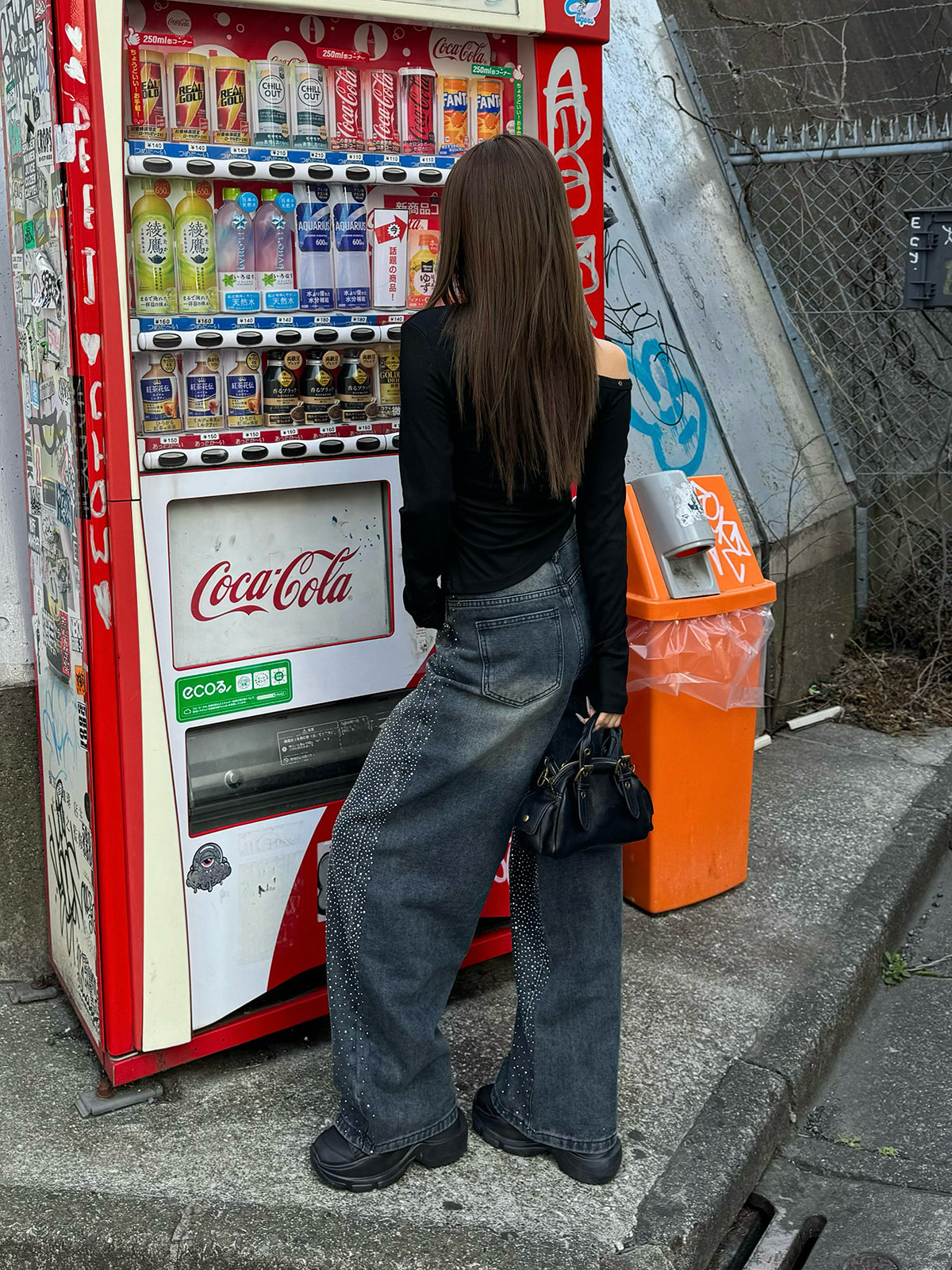 ラインストーンヴィンテージデニムパンツ