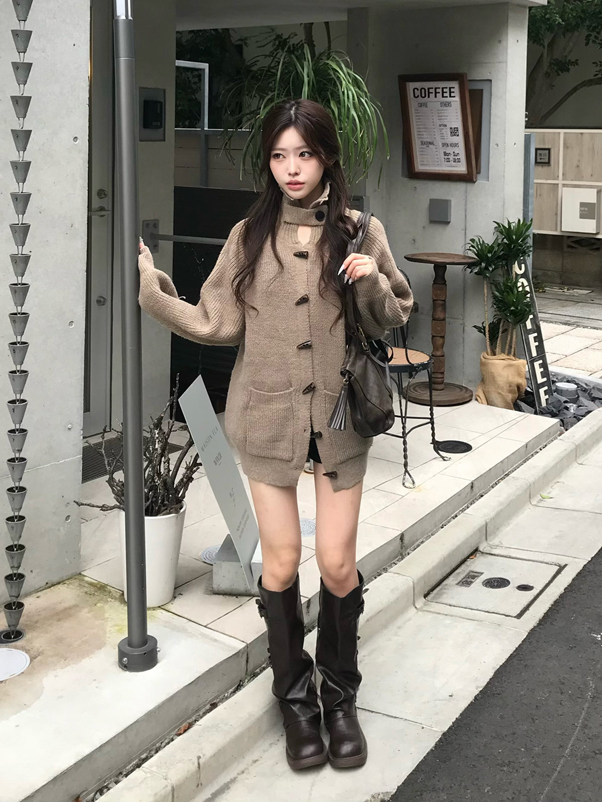 トグルボタンルーズニットカーディガン