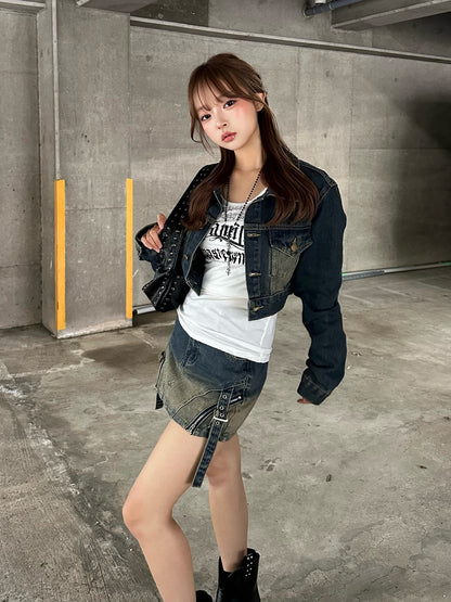 グラデウォッシュデニムミニスカート