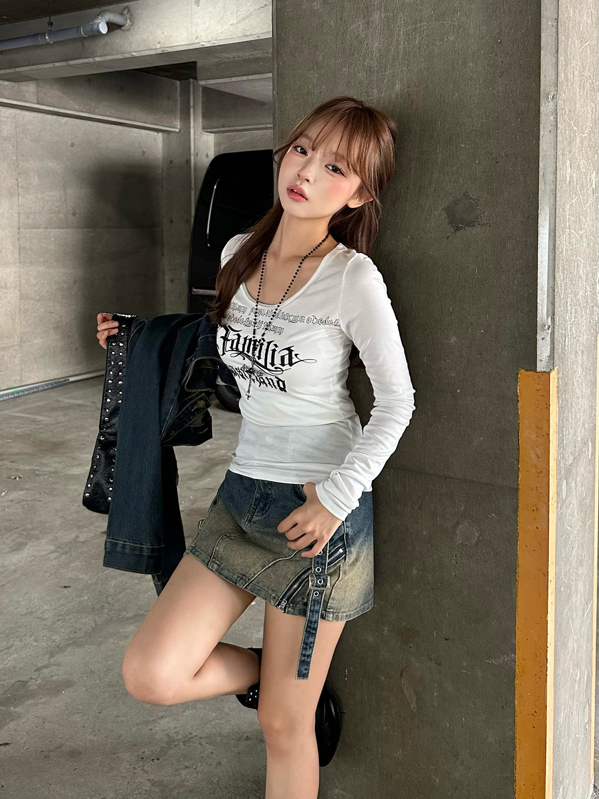 グラデウォッシュデニムミニスカート