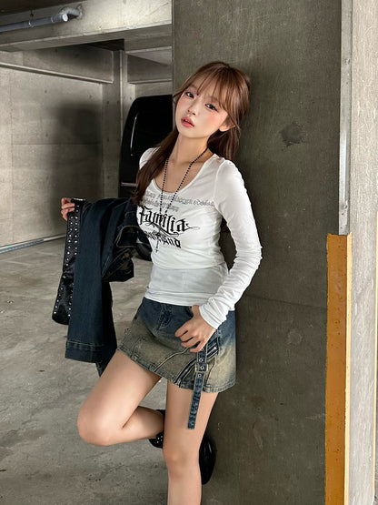 グラデウォッシュデニムミニスカート